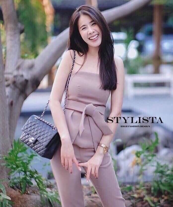 เซ็ตเสื้อกางเกง เสื้อเกาะอกเสริมบาร์แบะกันลื่น