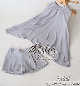 ผ้าแฟชั่นเกาหลีเซ็ตเสื้อ+กางเกงขาสั้นใส่เข้าชุดกัน เนื้อผ้าpolyester