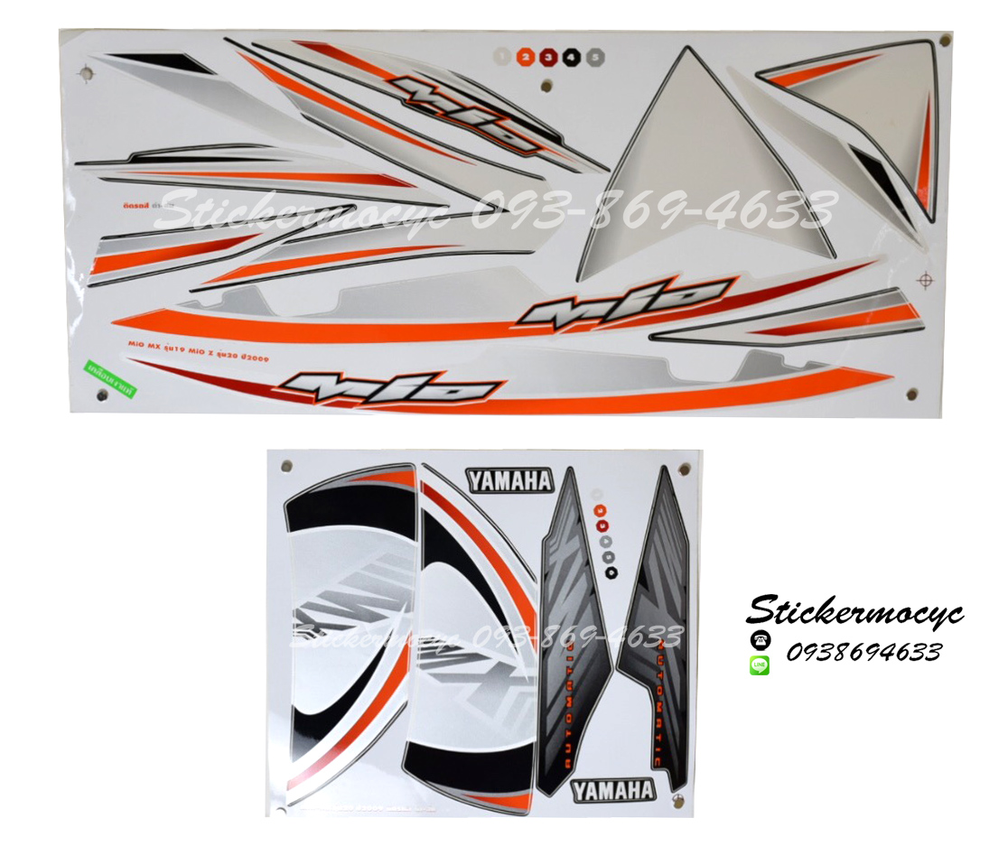 สติ๊กเกอร์ Yamaha Mio MX รุ่น 20 ปี 2009 ติดรถสี ดำ ส้ม (เคลือบเงา)