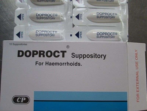ยาเหน็บลดปวด ตรงริดสีดวงทวาร DOPROCT Suppository for Hemorrhoids Pain Relieve Internal Colon Insert 10 sticks per Box