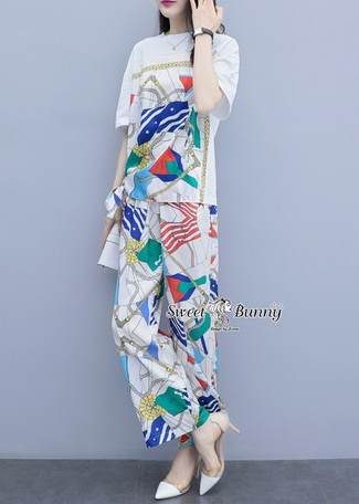 ชุดเซ็ทลำลองใส่ง่ายสบายๆเสื้อคอกลม