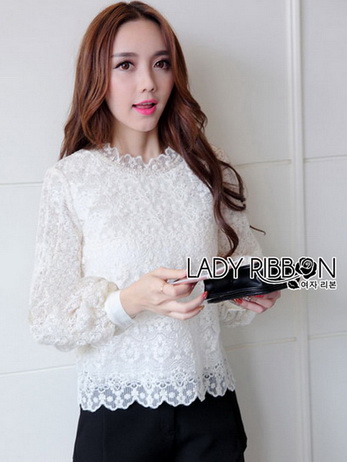 Yves Classic Sweet White Lace Blouse