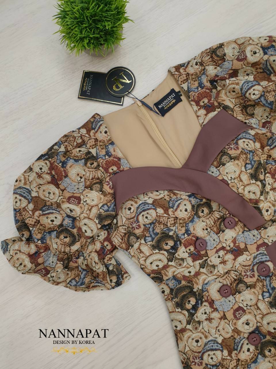 จั้มป์สูทผ้าทอลายหมี