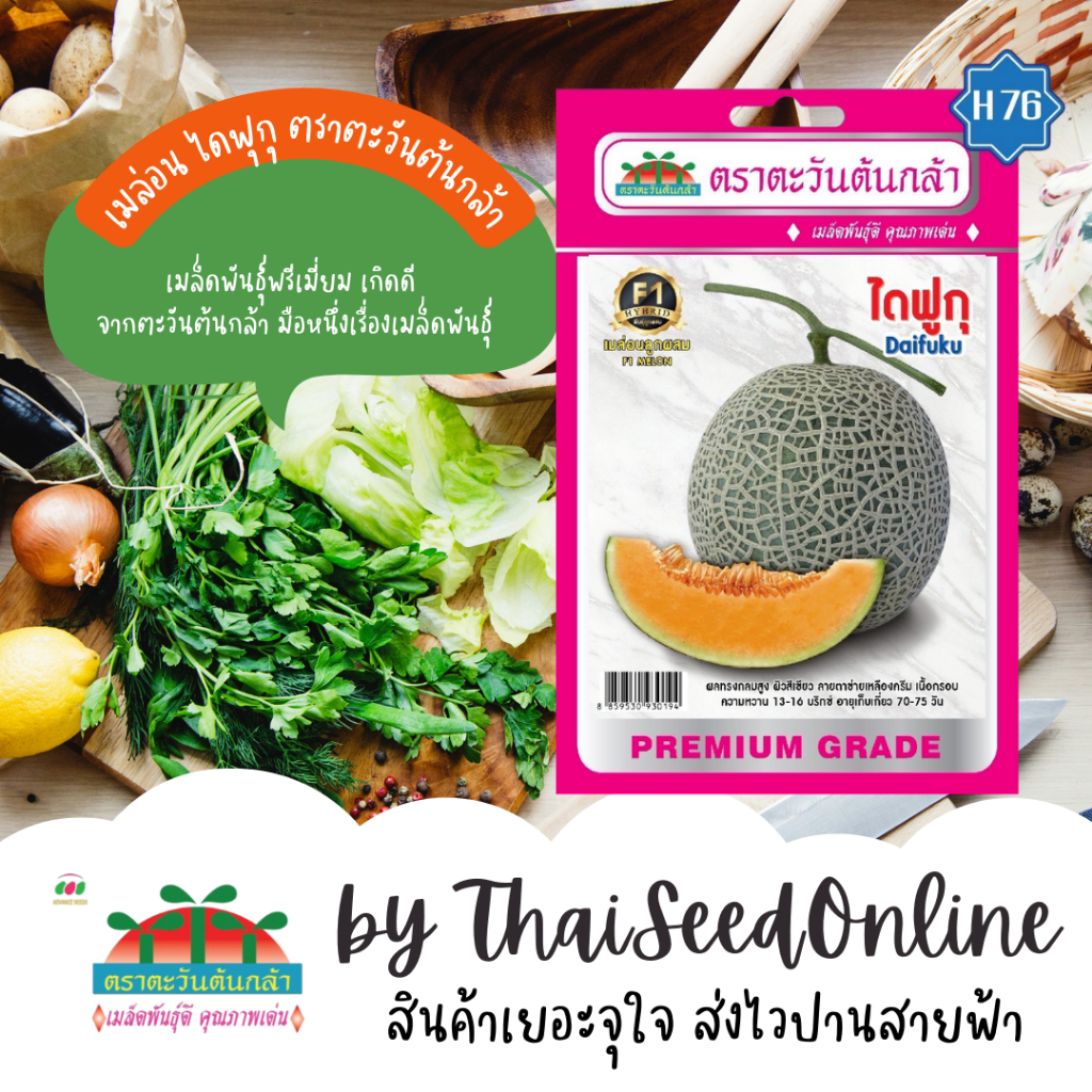 Advance Seeds(ตราตะวันต้นกล้า) Advance Seeds(ตราตะวันต้นกล้า) ADVF1 ซฟ เมล็ดพันธุ์ เมล่อนไดฟุกุ ตราตะวันต้นกล้า H76