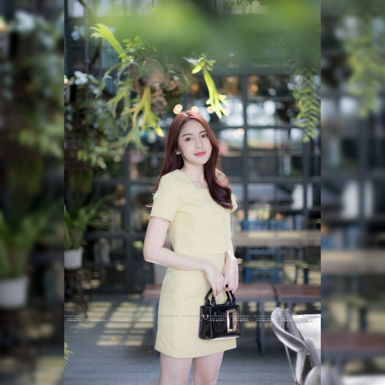 เซทสีเหลืองเสื้อกระดุมหน้า