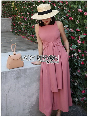 Lady Piper Ribbon Twisted Plain Jumpsuit