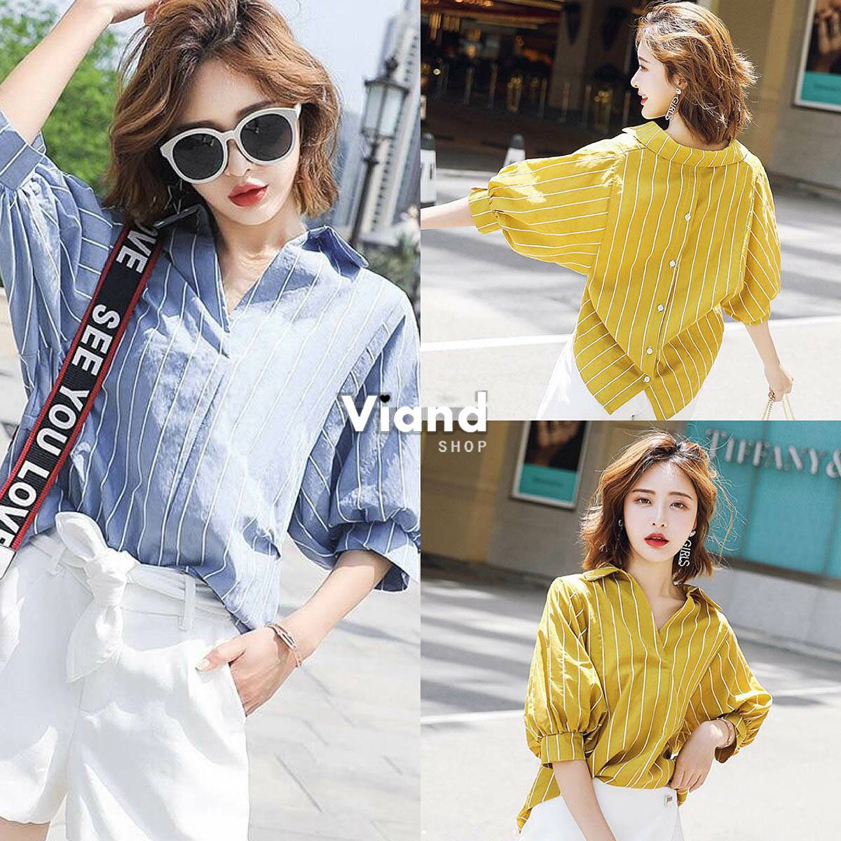 เสื้อทรงสวยเนื้อผ้าดีค่าตัดลายริ้วสีขาว