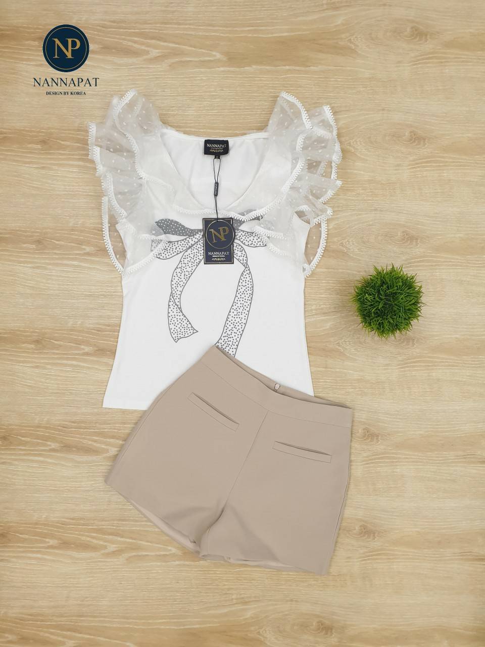 เสื้อผ้ายืดเนื้อดีเพ้นโบว์