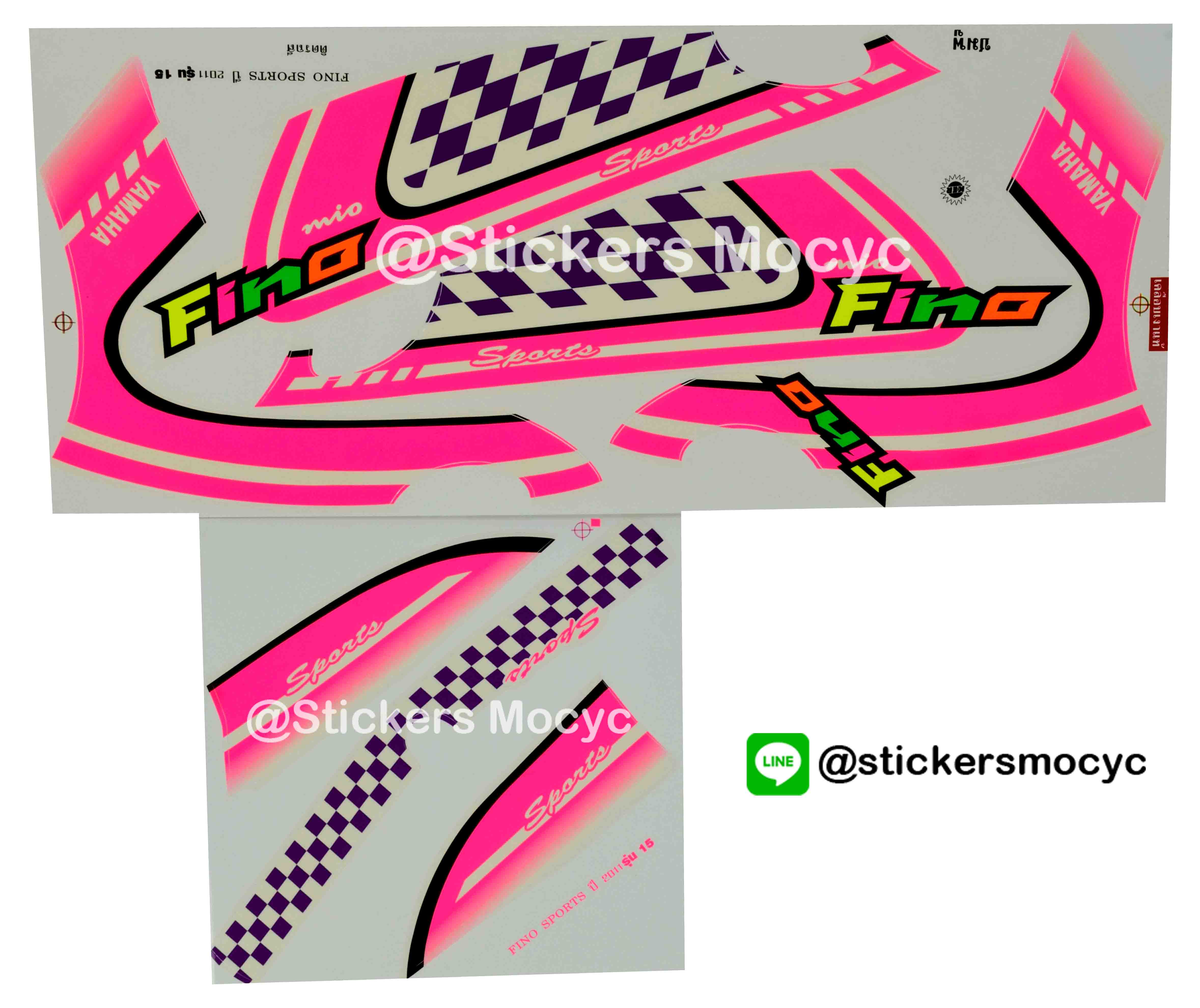 สติ๊กเกอร์ติดรถ มอเตอร์ไซค์ ยามาฮ่า ฟีโน่ Sticker Yamaha Fino ปี 2011 รุ่น 15 ติดรถ สีชมพู (เคลือบเงาแท้)