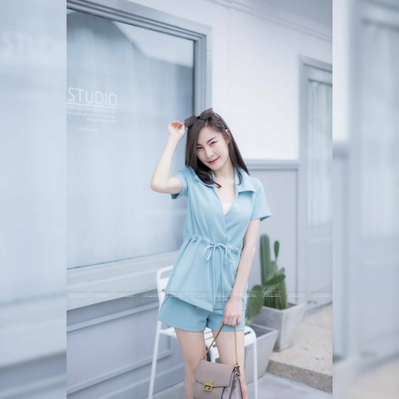 เซทเสื้้อคอปกเอวรูด