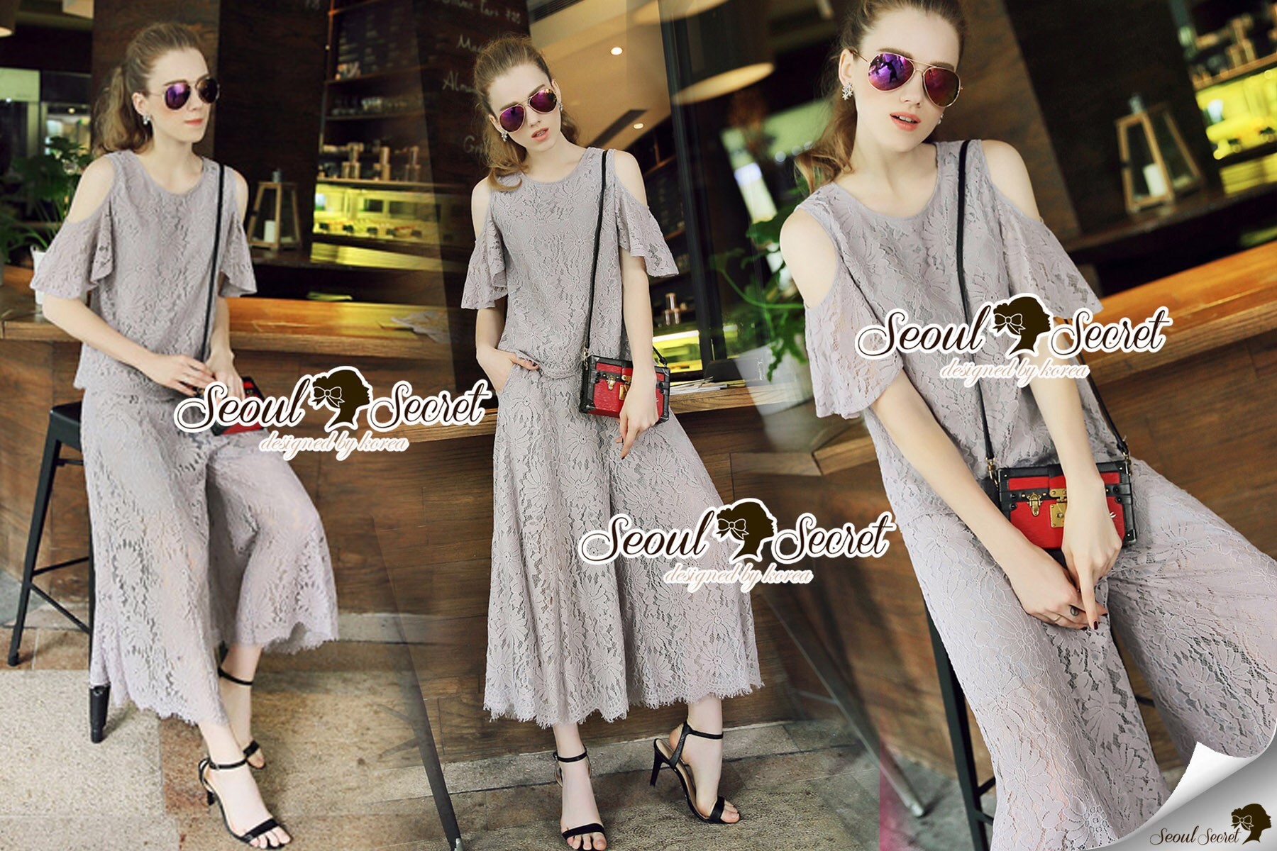 Lady Ribbon Online เสื้อผ้าออนไลน์ขายส่ง Seoul Secret เสื้อผ้า SS01150816 Seoul Secret Say's... Open Shoulder Ornamental Fringe Chic Set