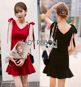 Lady Ribbon ค็อกเทลเดรสผ้าโพลีเอสเตอร์