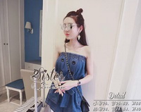 ST17310716 🍀สินค้าพร้อมส่ง🍀 한국에 의해 설계된 2Sister Made, Deluxe Mini Jeans Korea Jumpsuit