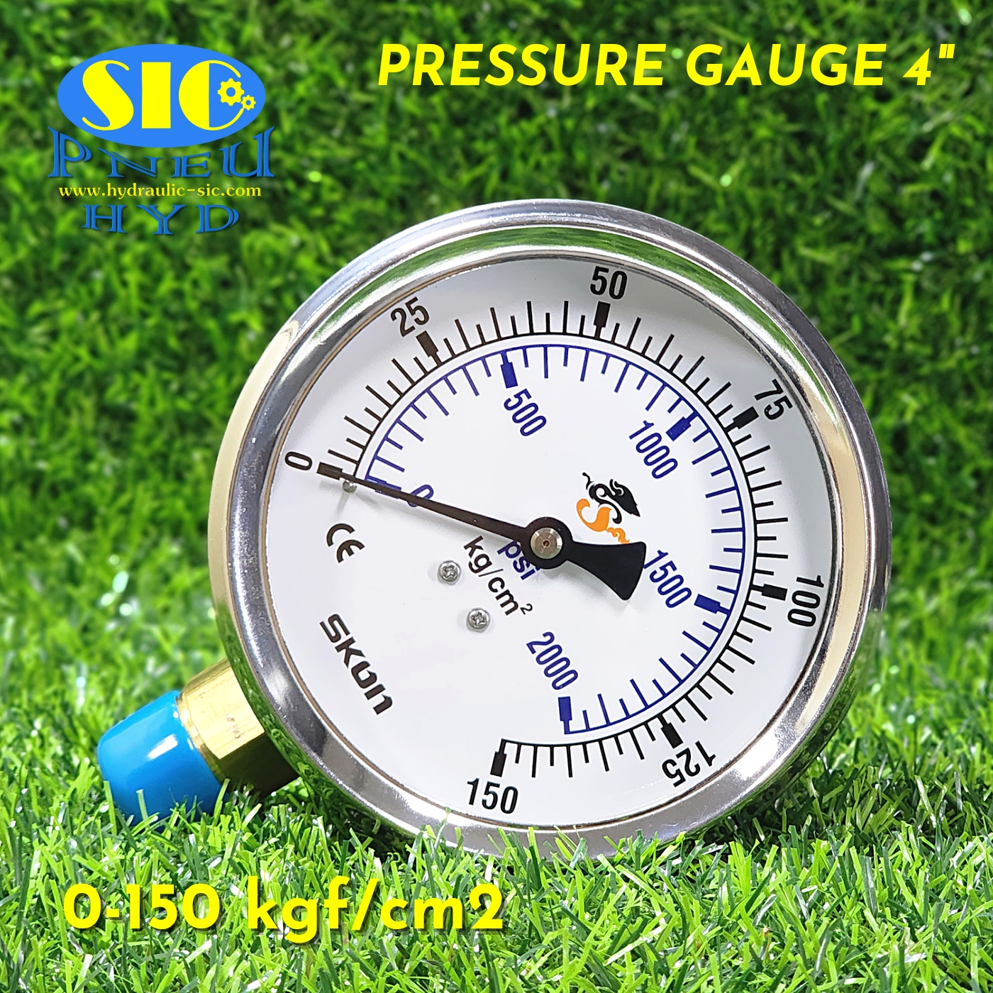 Pressure Gauge เกจวัดแรงดัน (421-21-*** : หน้าปัด 4" เกลียวออกข้าง) (SKON)