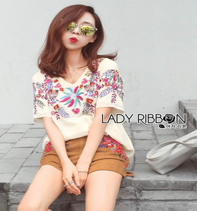 Lady Ribbon Victoria Casual Top and Shorts