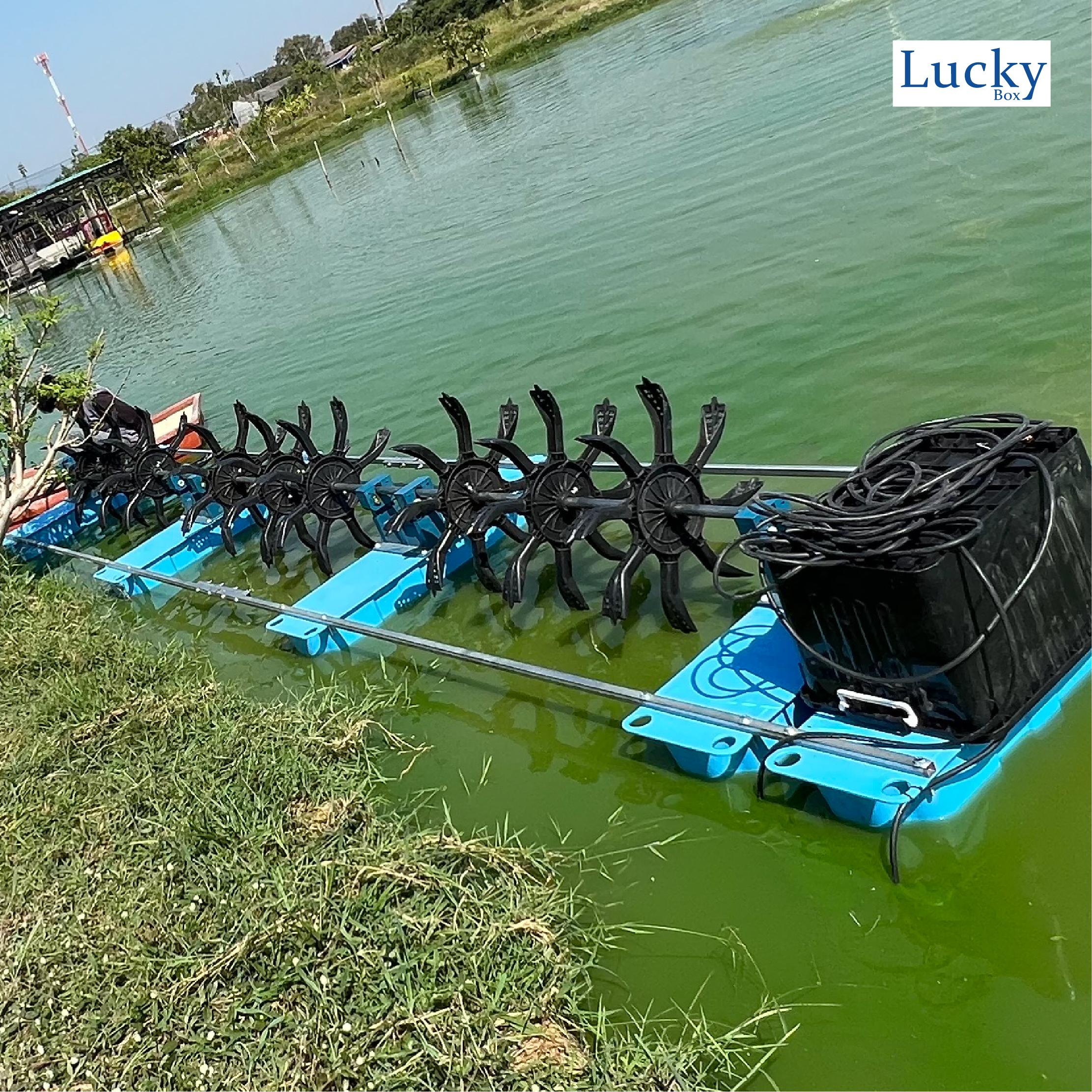 กังหันตีน้ำโซล่าเซลล์ [ รุ่น 48V 750W 9 ใบพัด ] กังหันตีน้ำเพิ่มออกซิเจน บำบัดน้ำเสีย โซล่าเซลล์ พลังงานแสงอาทิตย์