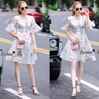 Lady Ribbon Online เสื้อผ้าออนไลน์ขายส่ง Normal Ally เสื้อผ้า NA13150816 🎉Normal Ally Present flower print summer dress🎉