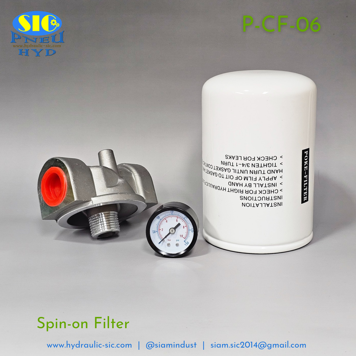 P-CF-06 : POKE Spin On Filter 3/4" ไส้กรองไฮดรอลิค 10 Micron กรองขากลับ กรองละเอียด กรองกระป๋อง