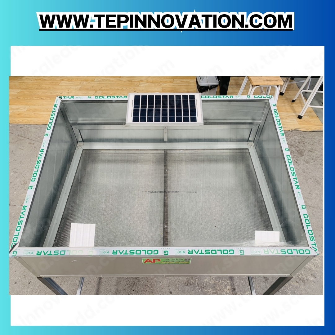 ตู้อบแห้ง ตู้อบบกล้วยตาก ตู้อบอาหาร ตู้อบผลไม้ ตู้อบแห้งพลังงานแสงอาทิตย์ ตู้อบโซลเซลล์ แบบเรือนกระจก ขนาด 100x166x150 เซนติเมตร