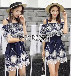 Lady Ribbon Katy Bohemian Mini Dress มินิเดรสเปิดไหล่