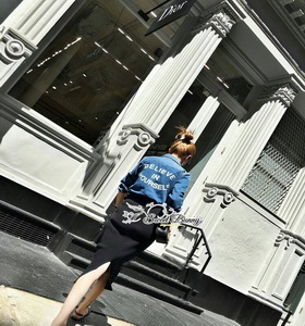 เสื้อยีนส์+กระโปรง ไหมพรมเกาหลี