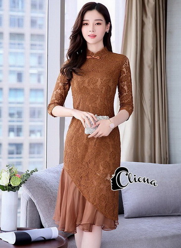 ลูกไม้คอจีนแขน 5 ส่วน ทรงสวย