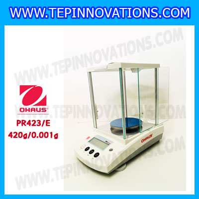 เครื่องชั่งดิจิตอล ทศนิยม3ตำแหน่ง รุ่น PR423/E เครื่องชั่ง420gx0.001g เครื่องชั่งดิจิตอล420g เครื่องชั่งละเอียดสูง420กรัม พิกัดน้ำหนัก 420g ความละเอียด 0.001g ยี่ห้อ OHAUS รุ่น PR423/E