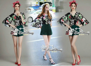 SW16290816 Sweet Bunny Present... Tropical Leaf Playsuit