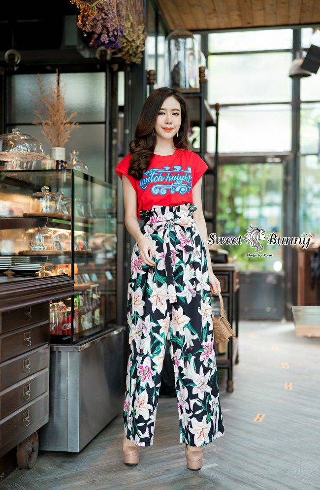 ชุดเซ็ตเสื้อคอกลมแขนล้ำ