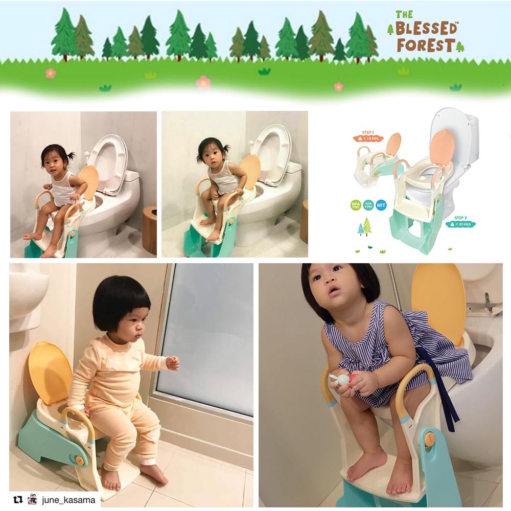 The Blessed Forest บันไดกระโถน 2in1 Potty Training Seat กระโถน บันไดกระโถน สำหรับฝึกขับถ่ายของเด็ก ผลิตและนำเข้าจากประเทศไต้หวัน ของแท้ 100%
