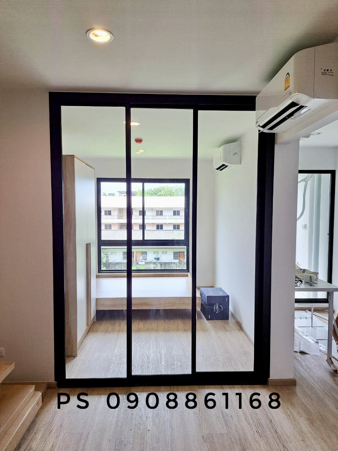 กั้นห้องภายในคอนโด hi condo แจ้งวัฒนะ พร้อมกั้นส่วนเปียกแห้งในห้องน้ำ