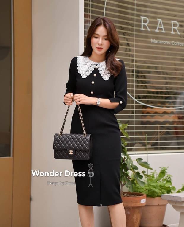 เดรสสีดำเนื้อผ้าสวย