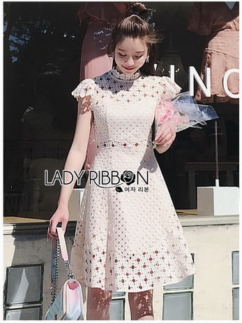 Mini Dress เดรสสั้นผ้าลูกไม้สีพาสเทลหวาน