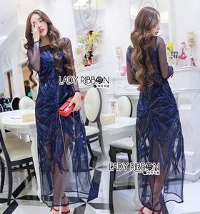 Lady Hana True Elegant Sequin Embroidered Tulle Evening Dress