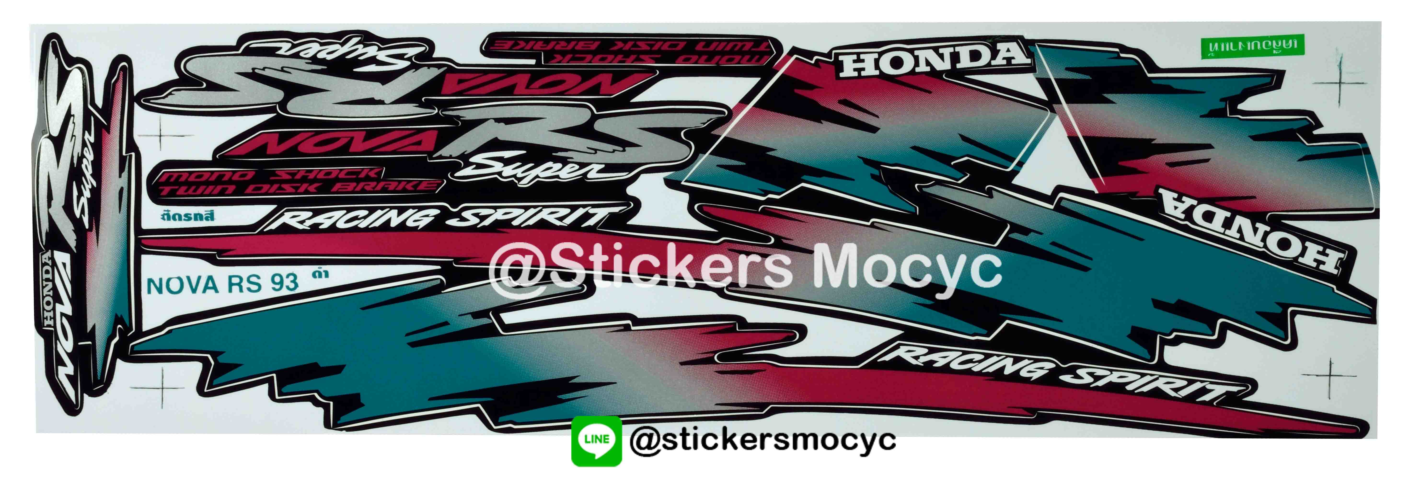 สติ๊กเกอร์ติดรถมอเตอร์ไซค์ Honda Nova RS ปี 1993 ติดรถสี ดำ (เคลือบเงา)