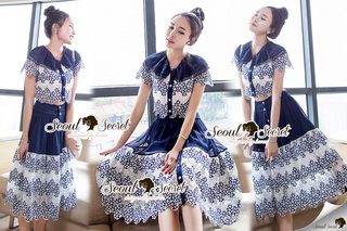 SS15010916 Seoul Secret Say's... Fashionista Navaly Blossom Set Material : เซ็ทเก๋ๆ สไตล์สาวแฟชั่นเก๋ๆ หวานๆ