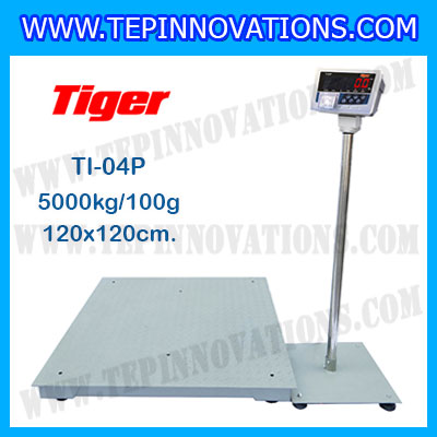เครื่องชั่งพร้อมปริ้นเตอร์ในตัว พิกัด 5000kg รุ่น TI-04P ขนาดแท่น 120x120cm. เครื่องชั่งน้ำหนัก5ตัน เครื่องชั่งดิจิตอล5000kg ตาชั่ง5000kg ตาชั่งดิจิตอล5ตัน พิกัดน้ำหนัก 5000kg ค่าละเอียด 1kg เครื่องชั่งยี่ห้อ TIGER รุ่น TI-04P