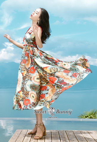 Maxi Dress เกาหลีเดรสสายเดี่ยว