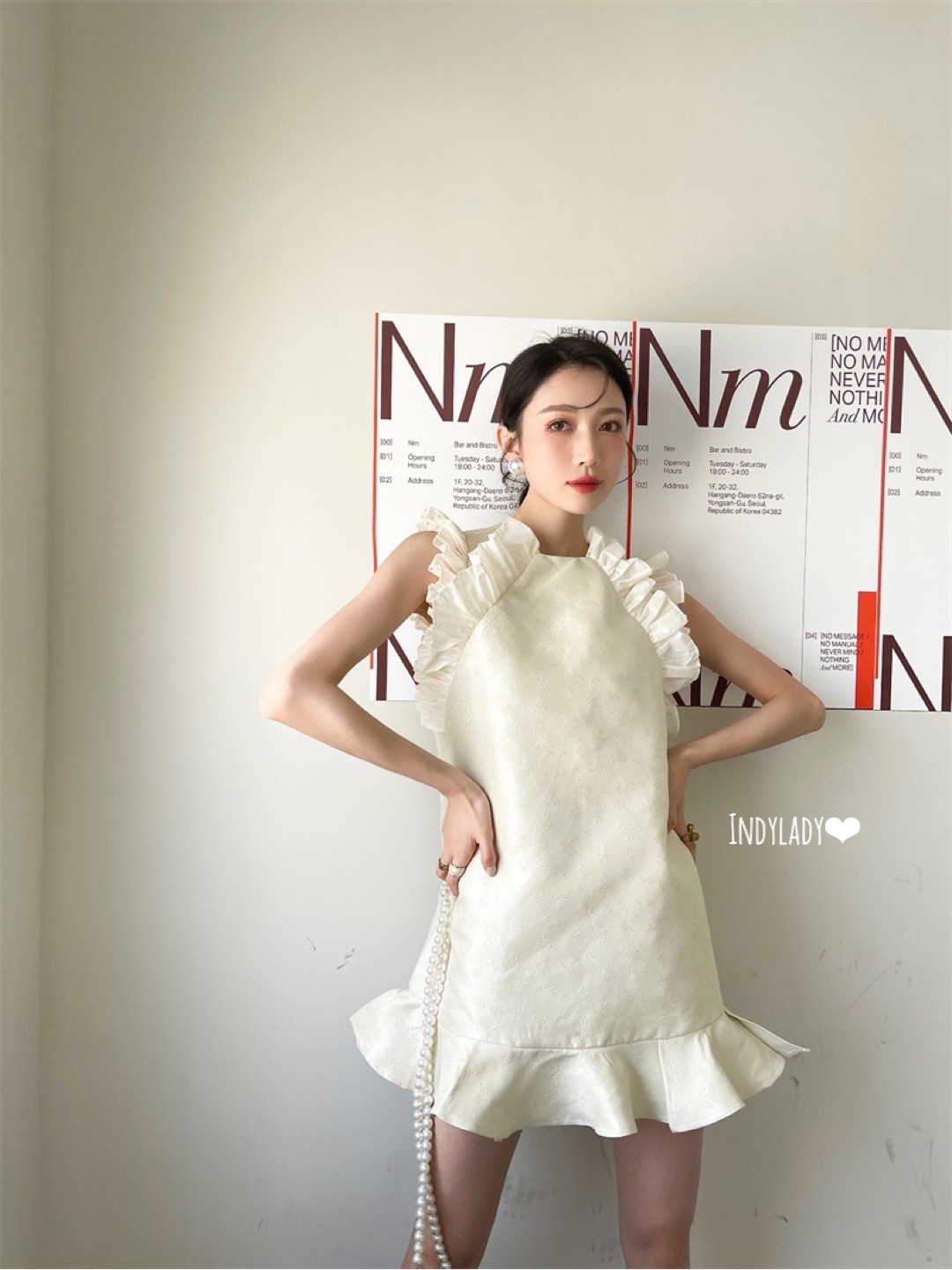 Dress แขนกุด สีครีมสวย