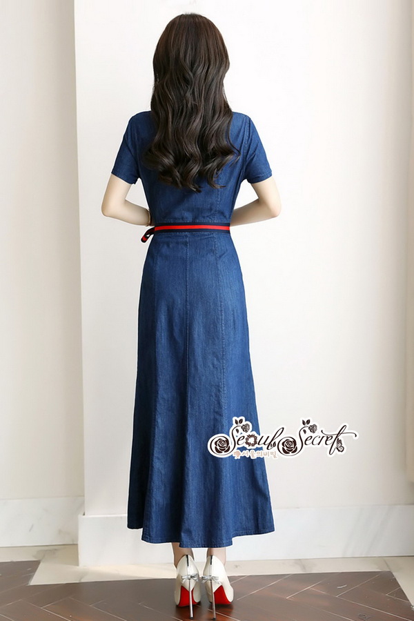 แม็กซี่เดรสยีน เนื้อผ้ายีนนิ่มใส่สบาย
