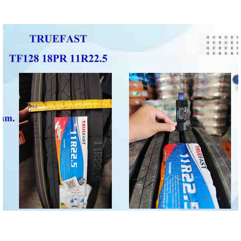 ยางรถบรรทุก เรเดียล ขนาด 11R22.5 รุ่น TF128 18PR (ดอกเรียบ) ยี่ห้อ TRUEFAST