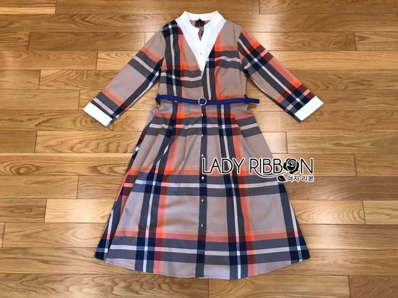Shirt Dress เชิ้ตเดรสผ้าคอตตอนพิมพ์ลายสก็อต