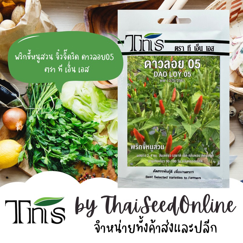 TNS(ทีเอ็นเอส) TNS เมล็ดพันธุ์แบบซองเล็ก พริกขี้หนูสวน ดาวลอย05 ตรา ที เอ็น TNS Bird Chilli Pepper