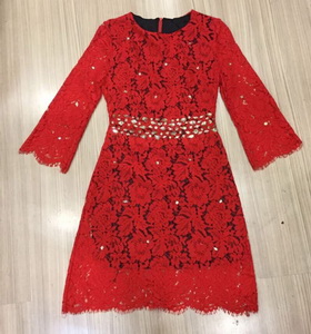 Cliona mini dress สีแดงสด แขน 5 ส่วน