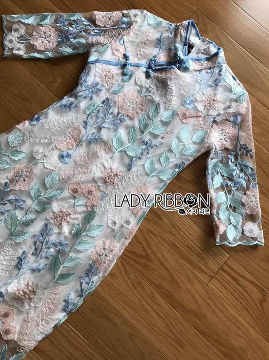 Dress เดรสทรงกี่เพ้าผ้าลูกไม้สีพาสเทล