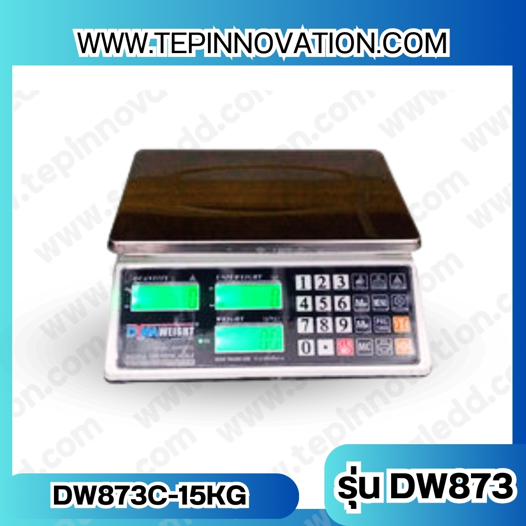 เครื่องชั่งดิจิตอลนับชิ้นงาน 15Kg x 0.5g เครื่องชั่งดิจิตอลนับชิ้นงาน 15kg เครื่องชั่งตั้งโต๊ะนับชิ้นงาน พิกัดน้ำหนัก 15kg ค่าละเอียด 0.5g ยี่ห้อ Dynaweight รุ่น DW873-C