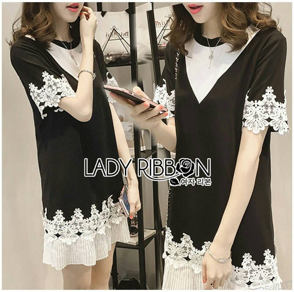 Lady Olivia Dress เดรสแขนสั้นตกแต่งลูกไม้