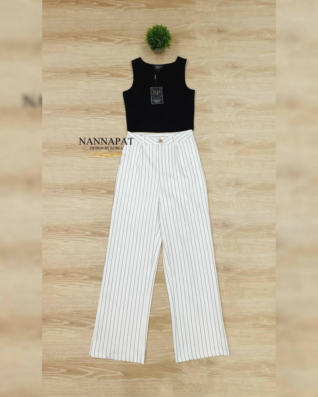 เสื้อผ้ายืดหนานุ่มใส่สบาย กางเกงลายทาง