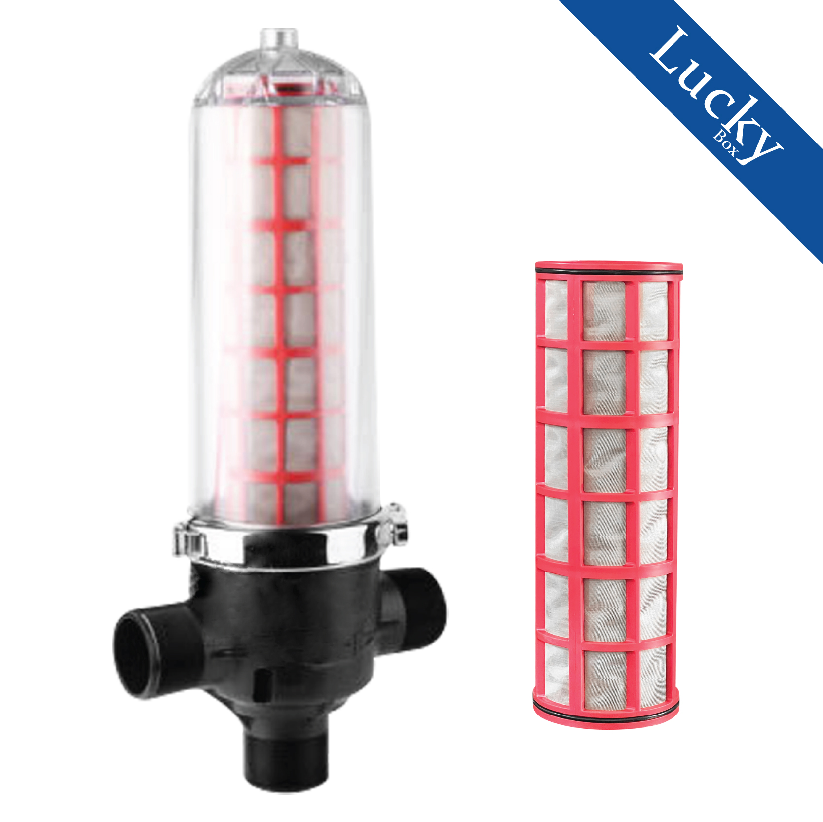 กรองน้ำเกษตรชนิดตะแกรง ขนาด 3 นิ้ว กระบอกใส แรงดันสูงสุด 8 บาร์ แบบยาว GREENSAVE-3" (L)