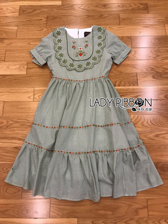 เดรสลายสก็อตปักลายดอกไม้สไตล์สาวคันทรี่